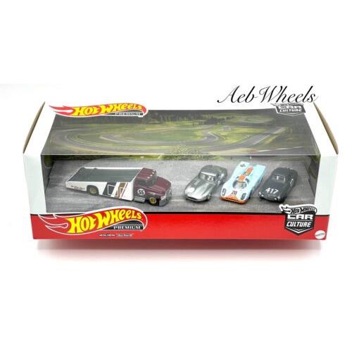Hot Wheels Iconic Race Cars Garage Diorama Box Set Porsche Jaguar Mercedes