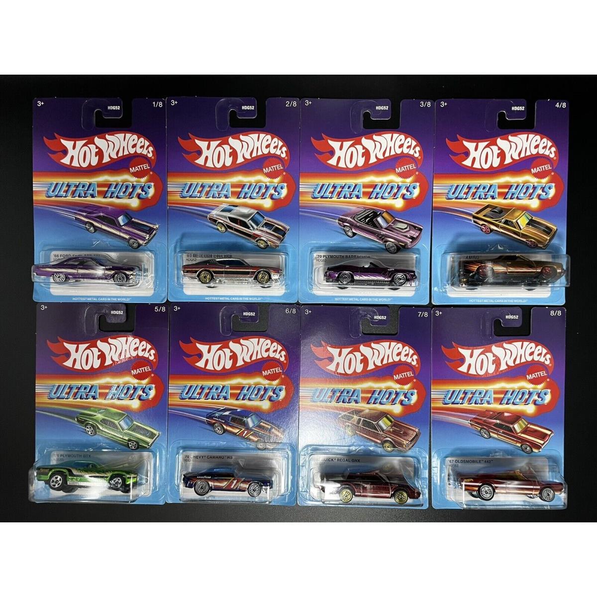 2021 Hot Wheels Ultra Hots Set of 8 Barracuda El Camino Camaro Regal Gnx