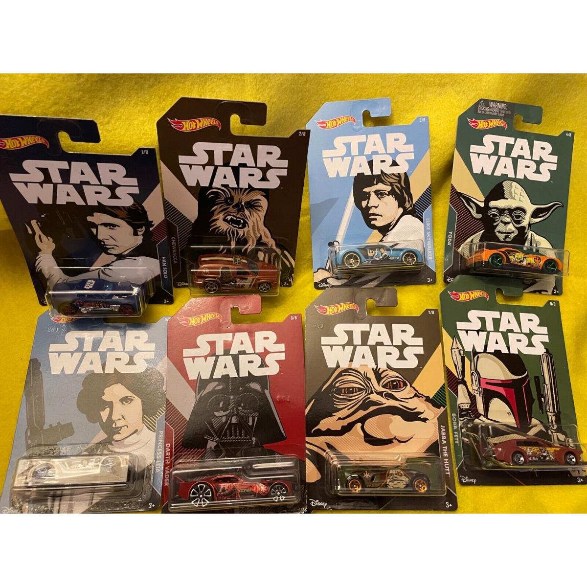 Hot Wheels Star Wars 2018 Walmart Exc Cars Boba Jabba Solo Luke Set of 8