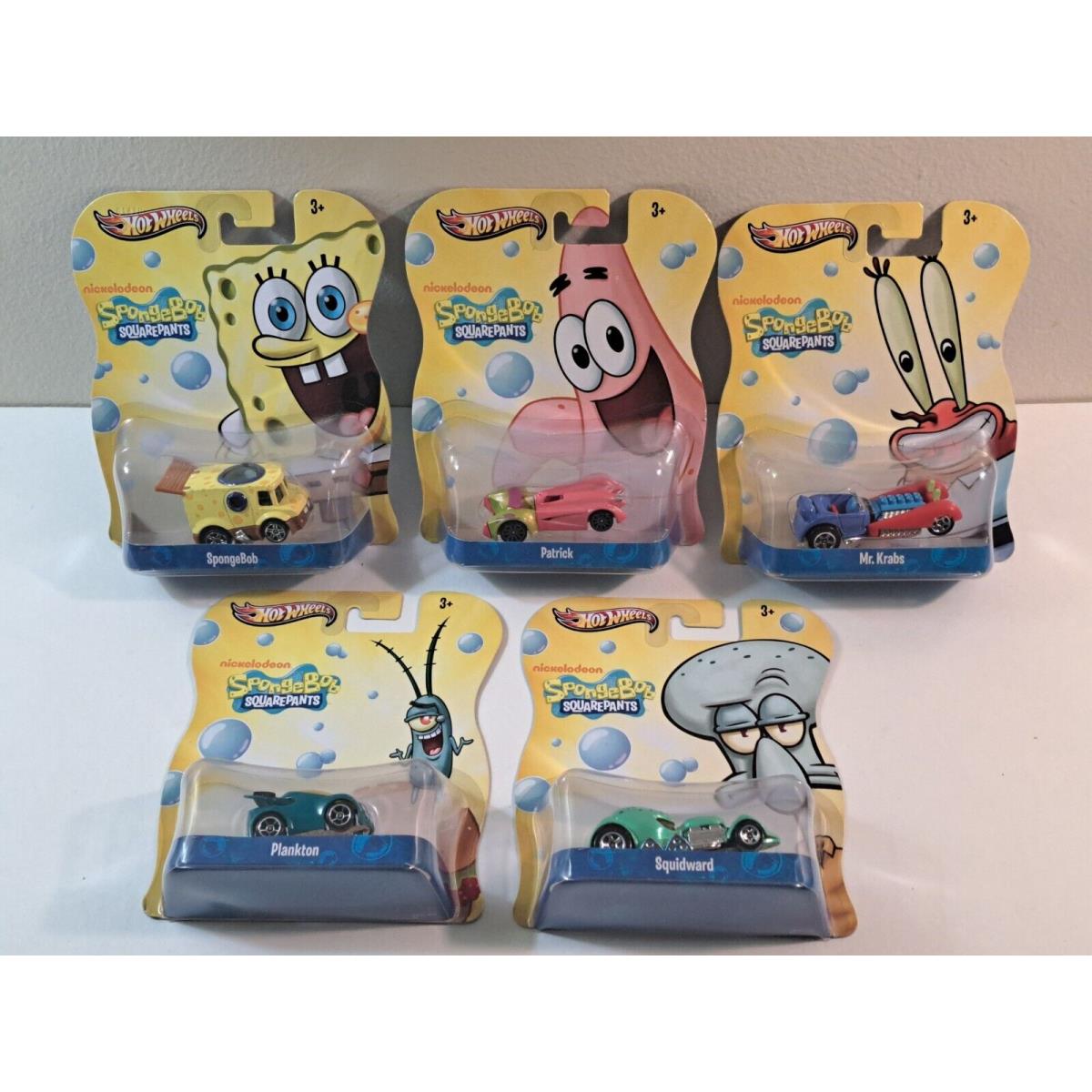 2012 Hot Wheels Spongebob Squarepants Character Cars Complete Set OF 5