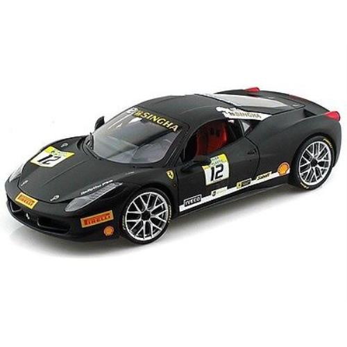 Hot Wheels Ferrari 458 Challenge Racing 12 Black 1/18 Diecast Car Model BCT90