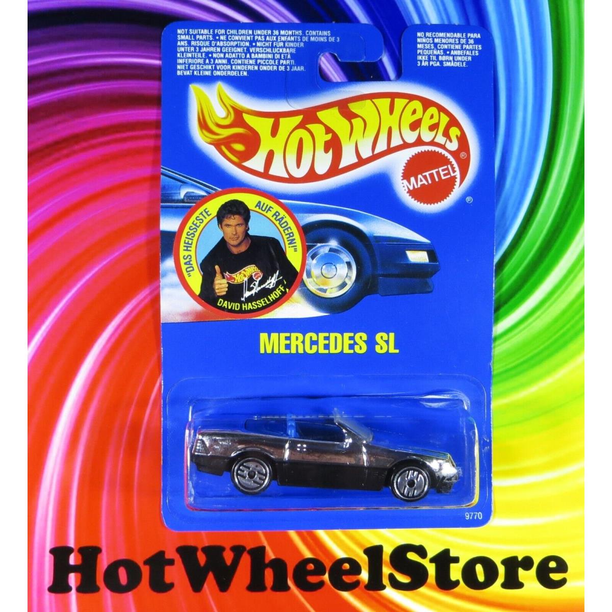 1991 Hot Wheels Rare Chrome Mercedes SL Hasselhoff All Blue Card 072622