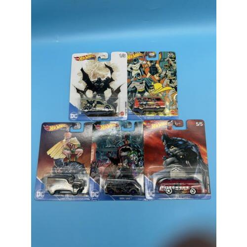 Hot Wheels Premium Dc Batman 1-5 Full Set Large Cards 2022 Great Condition