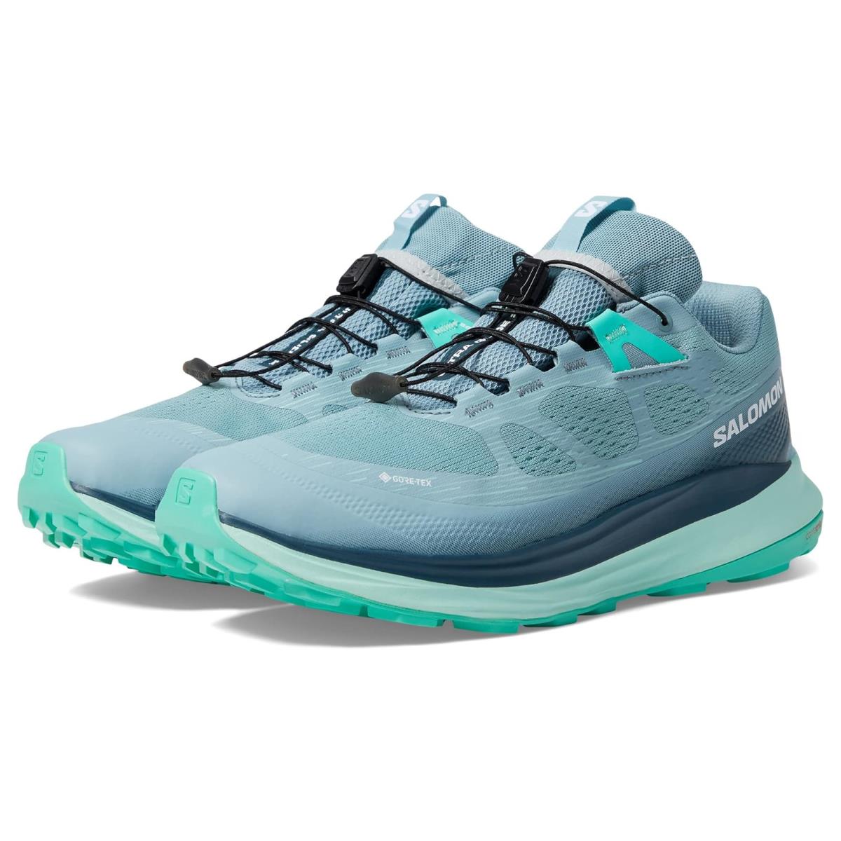 Woman`s Sneakers Athletic Shoes Salomon Ultra Glide 2 Gore-tex Stone Blue Yucca Biscay Green