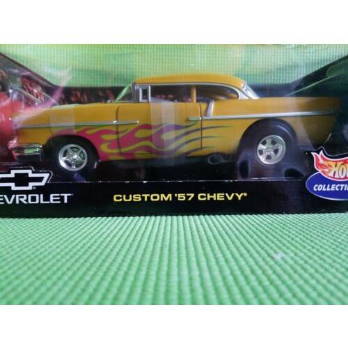 Hot Wheels Collectibles 1/18 Custom `57 Chevy Car Yellow W/flames Bel-air