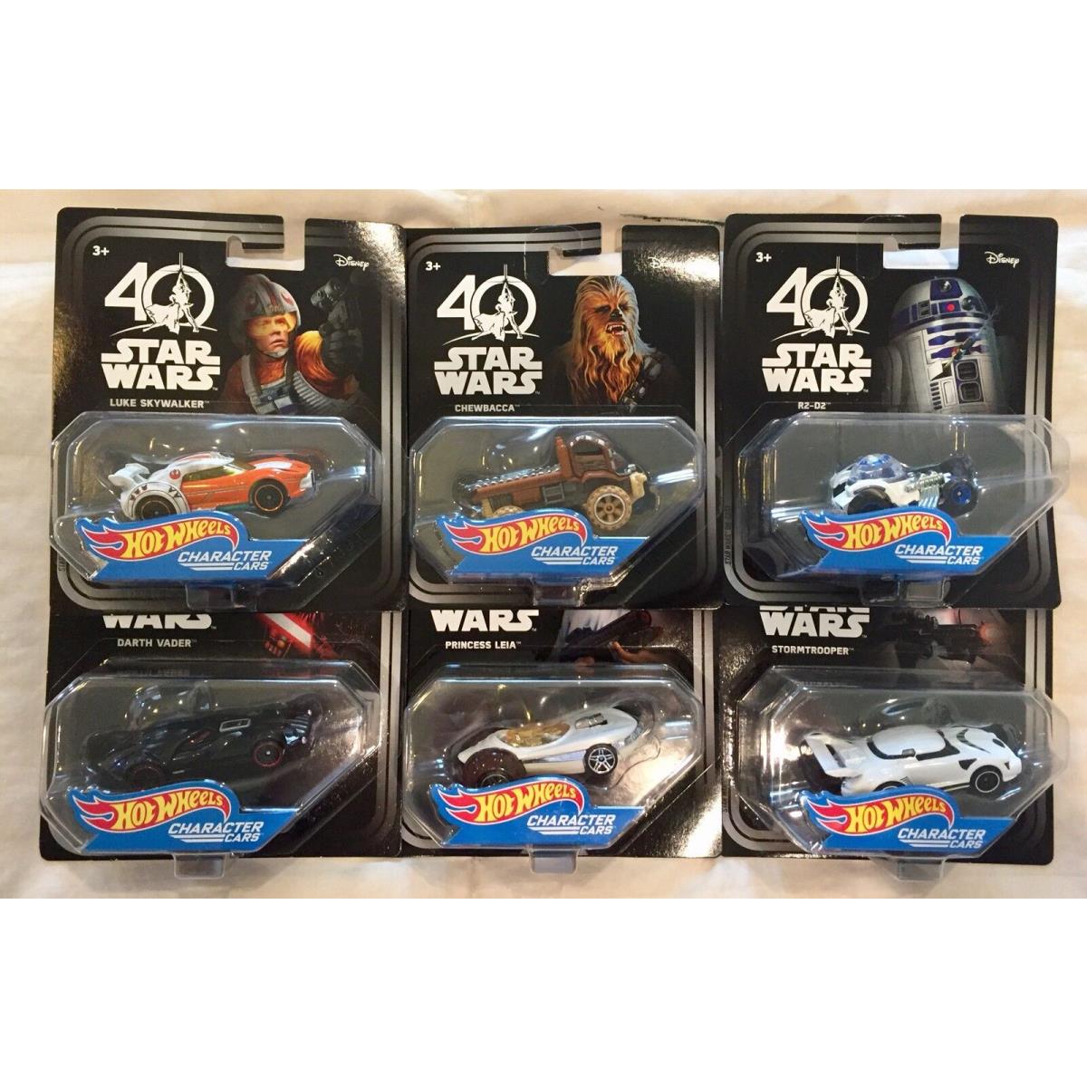 Hot Wheels Star Wars 40TH Anniversary 6 Car Set Character Cars