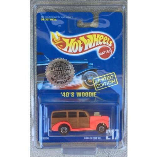 1991 Hot Wheels 1940s Woodie Orange Early Times Real Riders LE Blue Card 217