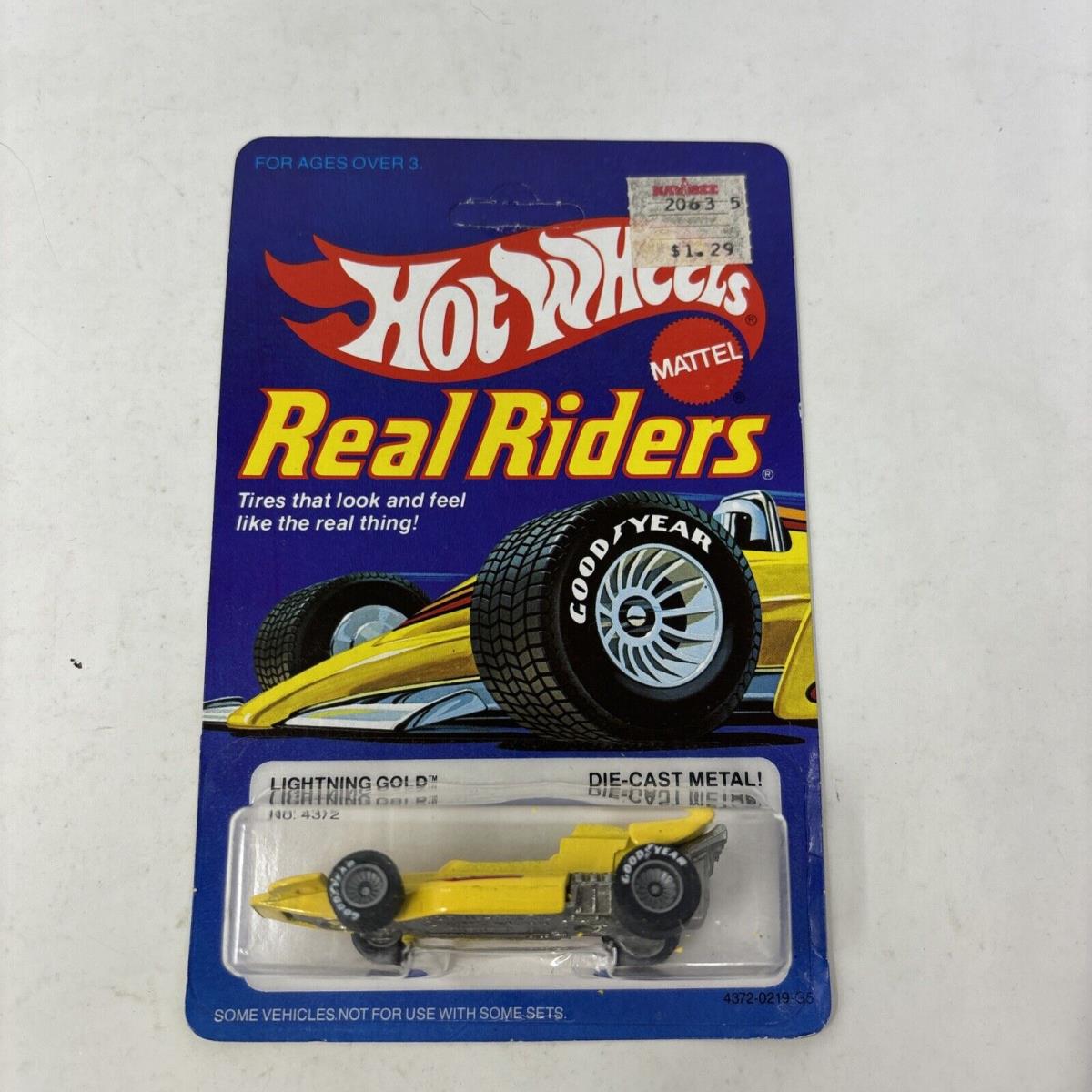 Hot Wheels Lightning Gold Real Riders 4372 in Package 1983 Yellow GH 3+ 1:64