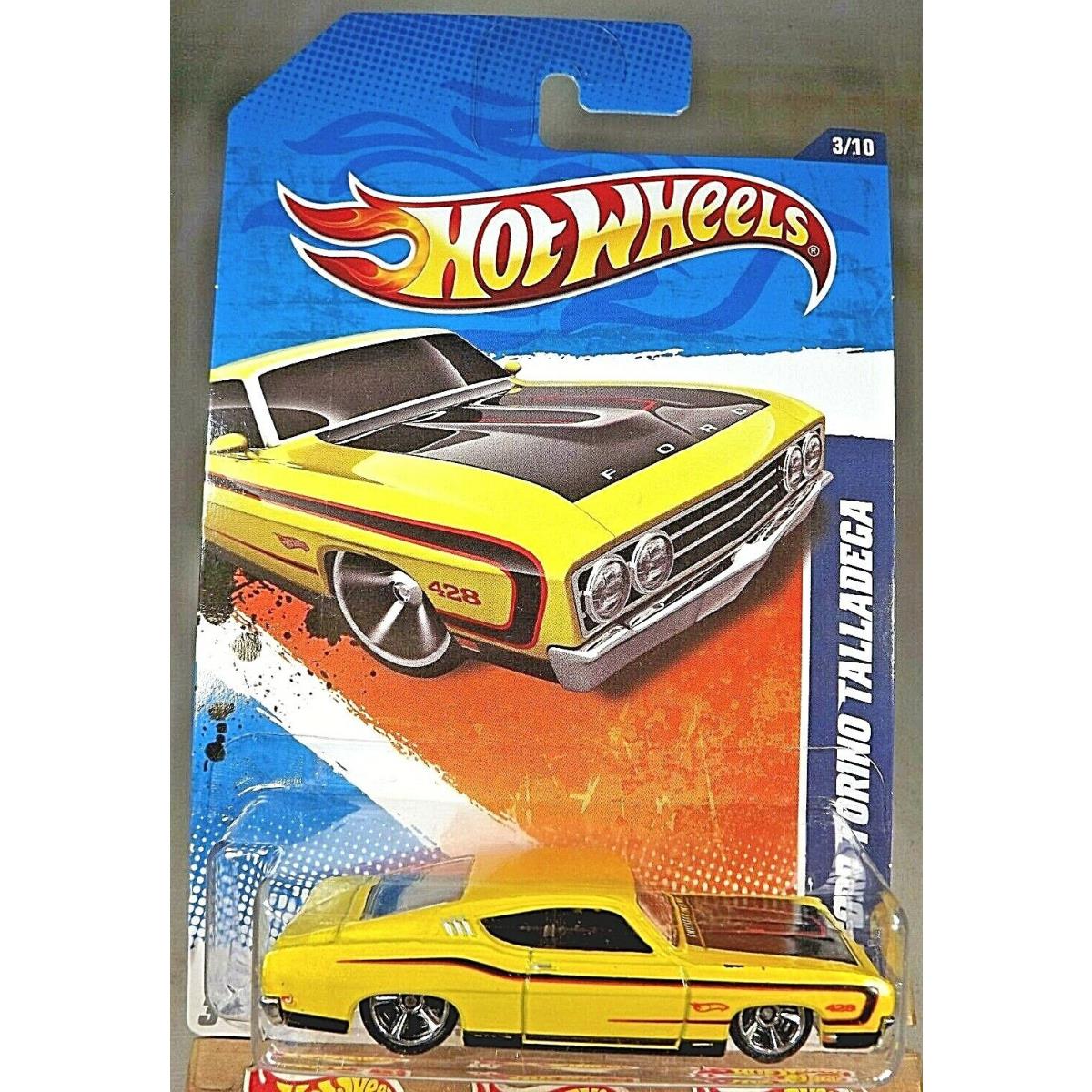 2011 Hot Wheels Walmart 103 Muscle Mania 3/10 `69 Ford Torino Talladega Yellow