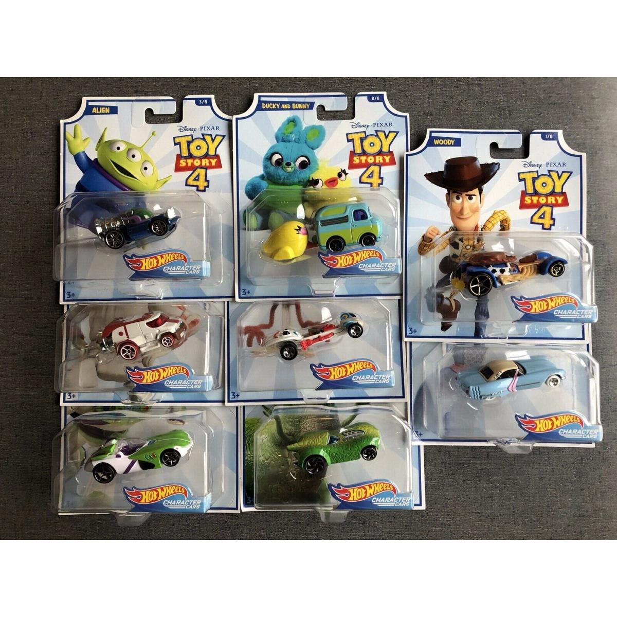 Hot Wheels Toy Story 4 Character Car Complete Set of 8 Woody Buzz Forky Rex Duke