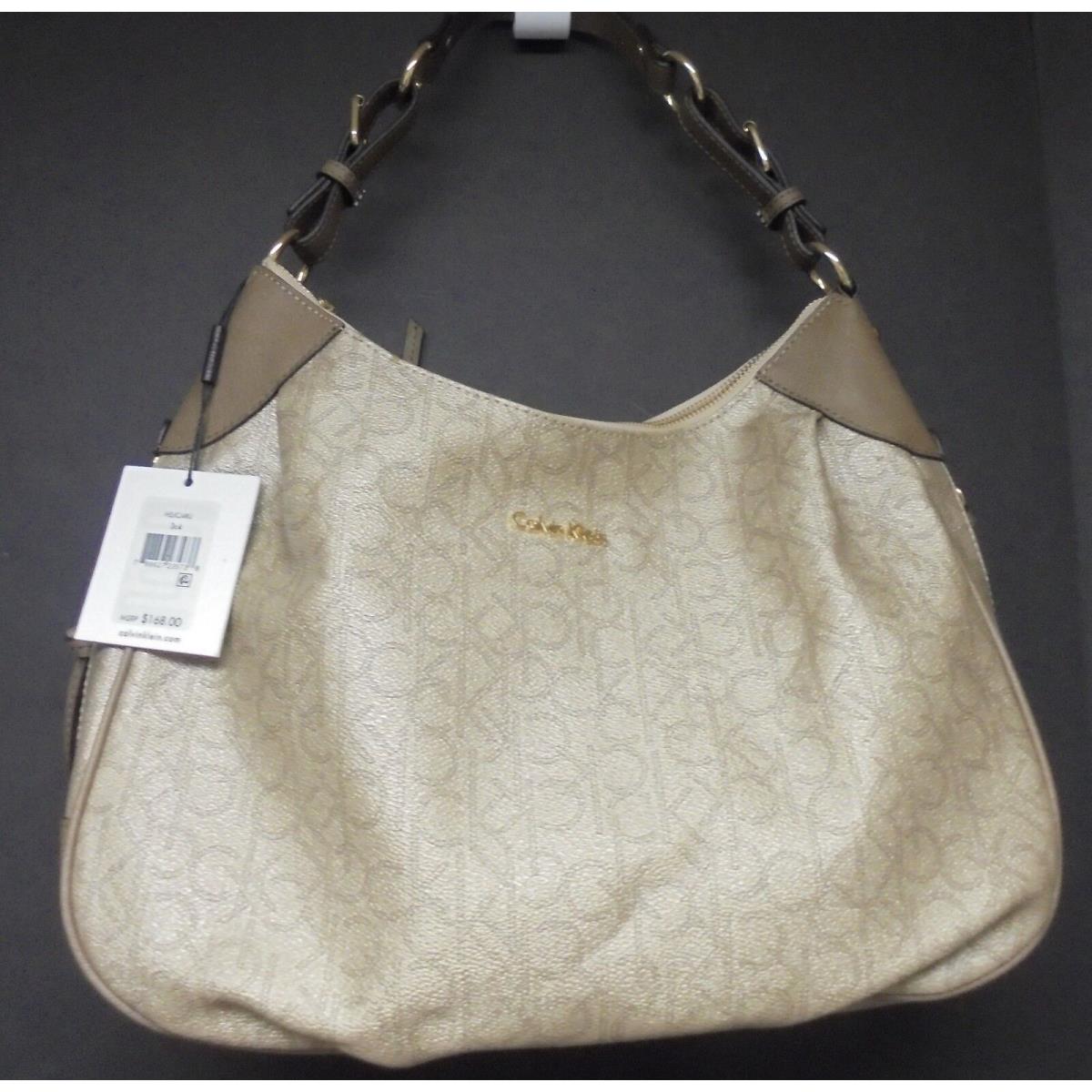 Women`s Calvin Klein Monogram Hobo Shoulder Handbag Golden H5JCJ4KJ