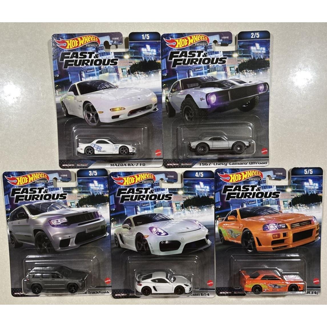 2022 Hot Wheels Fast and The Furious Premium Fast Superstars Set of 5 Vhtf