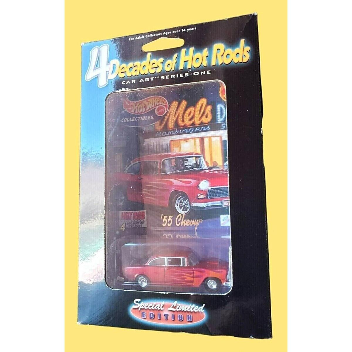 2000 Hot Wheels 4 Decades of Hot Rods Car Art Series One `55 Chevy Red 1:64 Nip