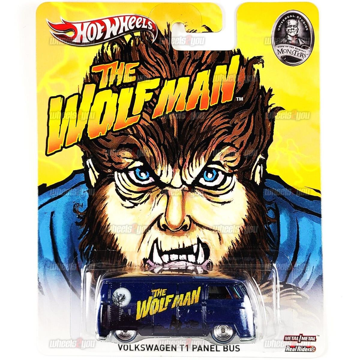 Volkswagen T1 Panel Bus The Wolfman - Hot Wheels Monsters Real Riders 1:64 VW HW - Blue