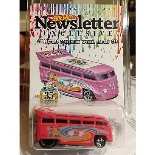 Hot Wheels 2021 Collector`s Convention L.a. Newsletter Pink VW Drag Bus Moc Gorgeous