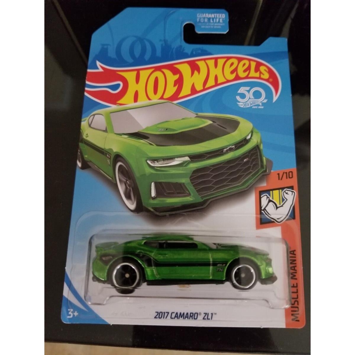 50TH Anniversary Hot Wheels Super Treasure Hunt 2017 Green Camaro ZL1 W/case
