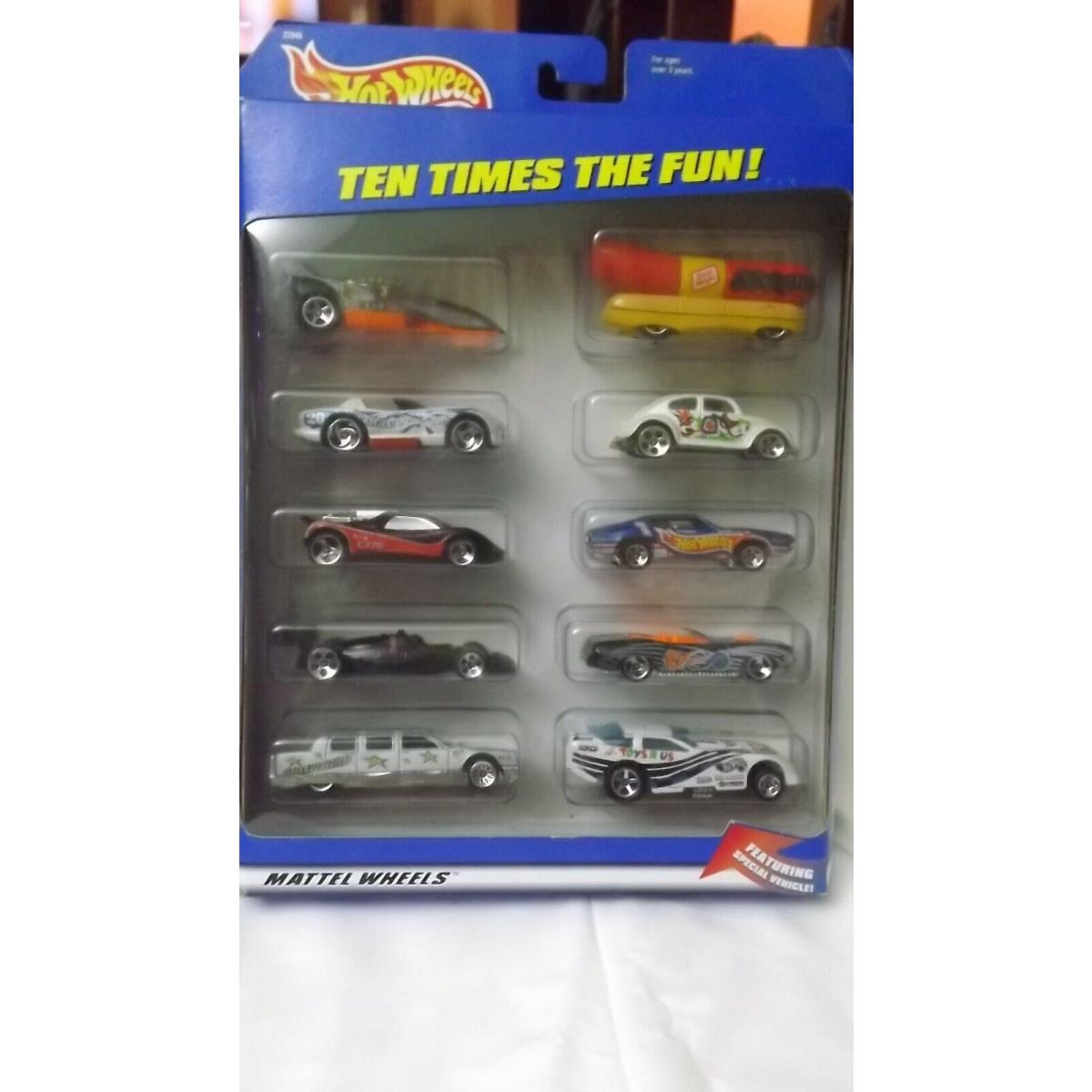 1999 Hotwheels 10 Pack with Toy R Us Probe Funny Car 1/64 Scale