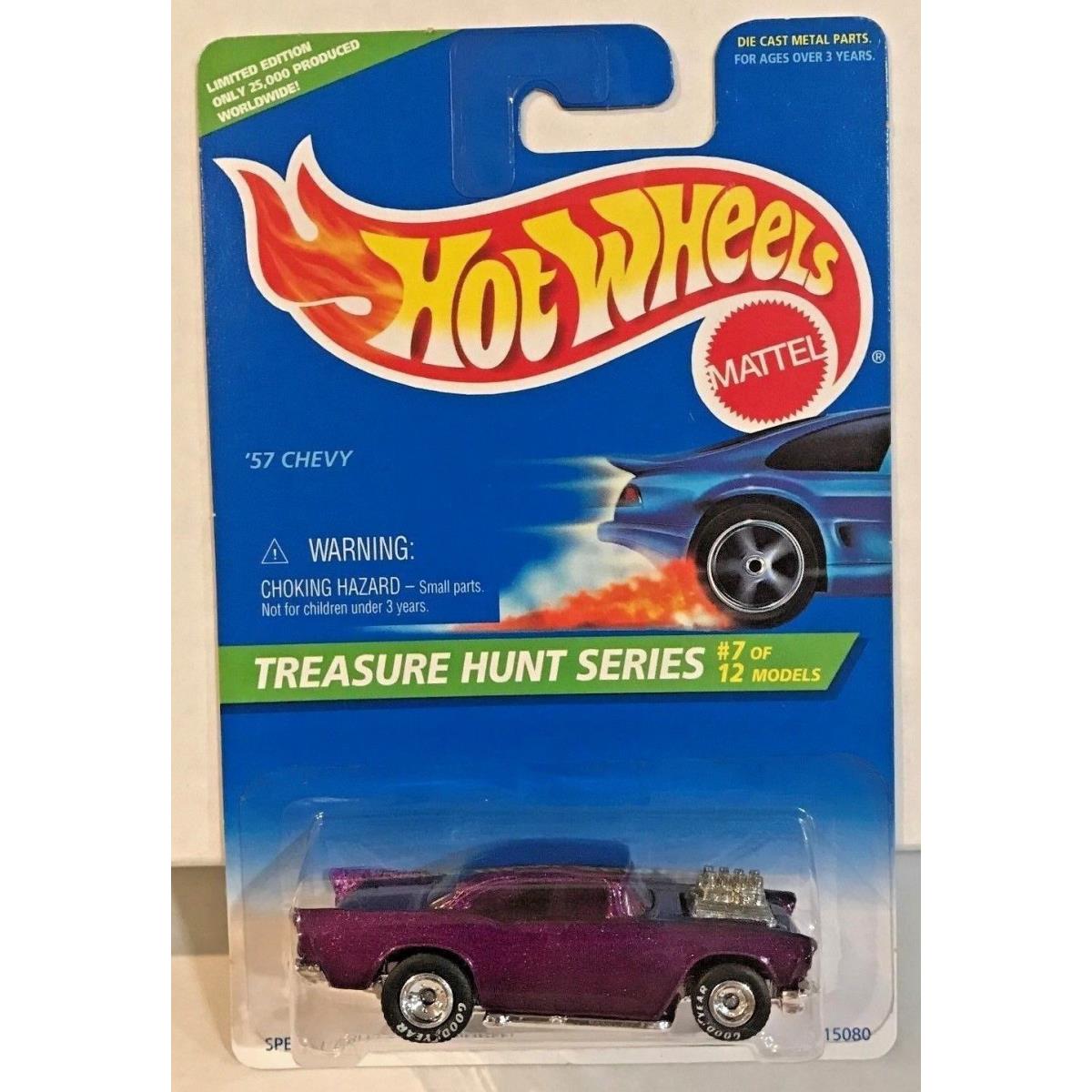 Hot Wheels 1996 Treasure Hunt - Purple `57 Chevy W/real Riders 7 of 12 - LE/25k