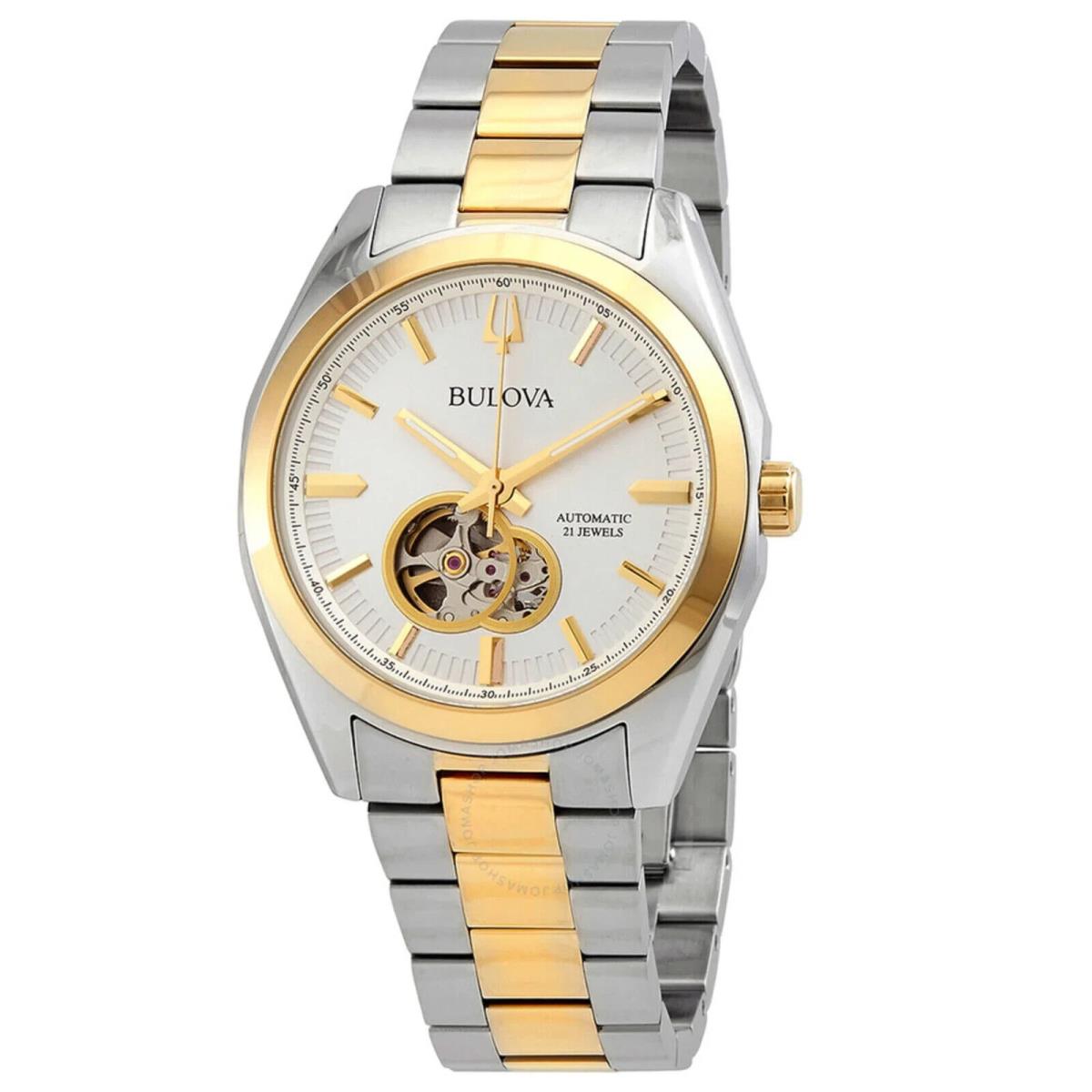 Bulova Men`s Surveyor Automatic Silver Dial Two-tone Watch - 98A284