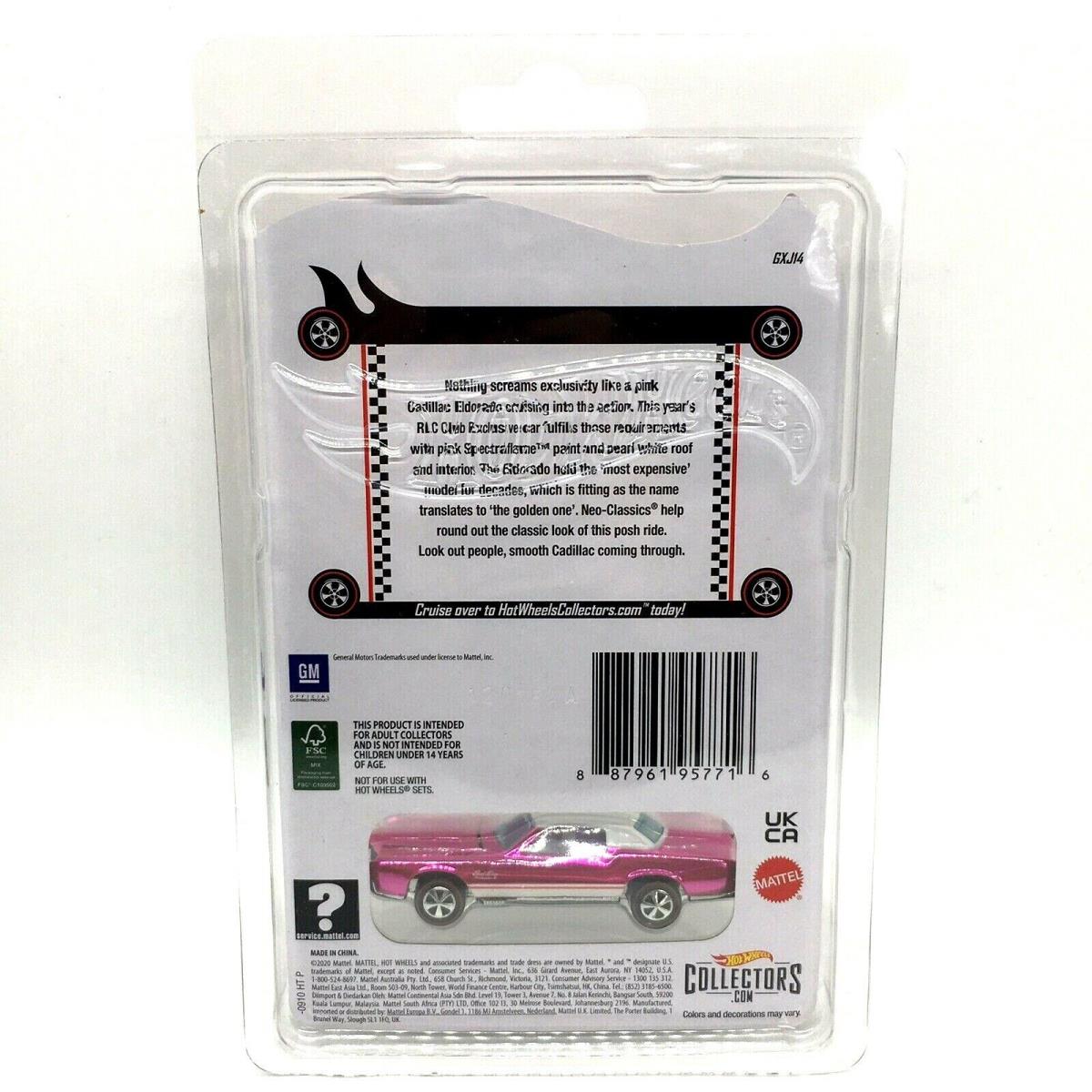 2021 Hot Wheels Rlc Exclusive 1968 Cadillac Eldorado Pink Mint