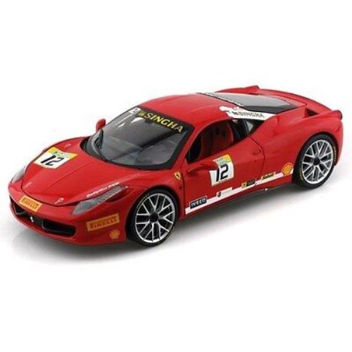 Hot Wheels Ferrari 458 Challenge Racing 12 Red 1/18 Diecast Car Model BCT89