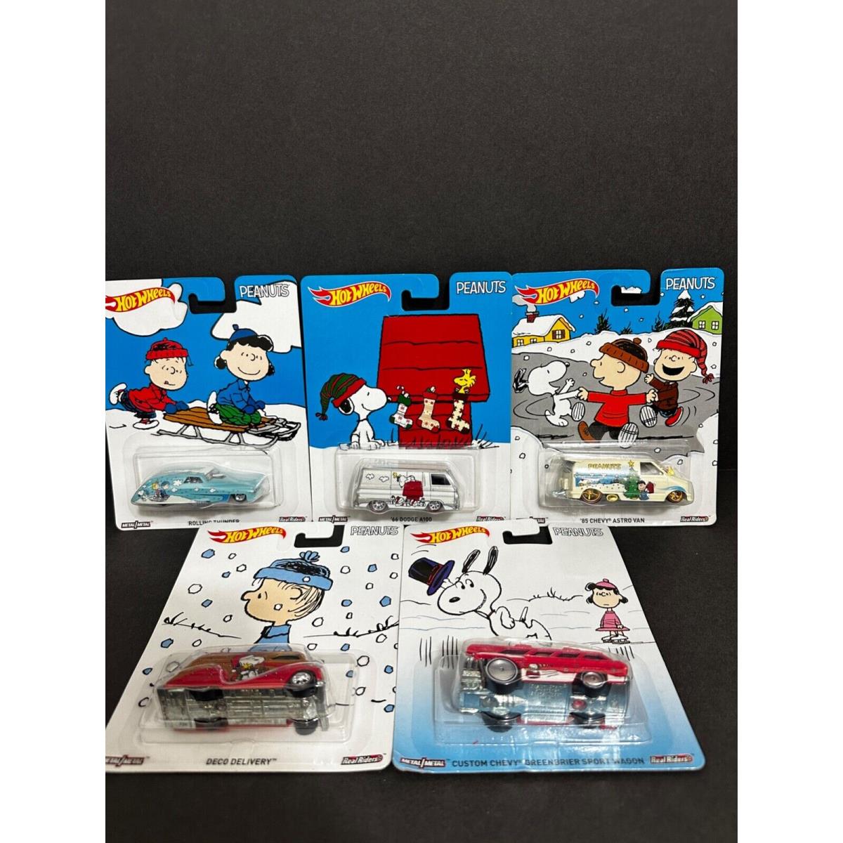 Hot Wheels 1:64 Premium Peanuts 5 Car Set Tru Snoopy Christmas Charlie Brown