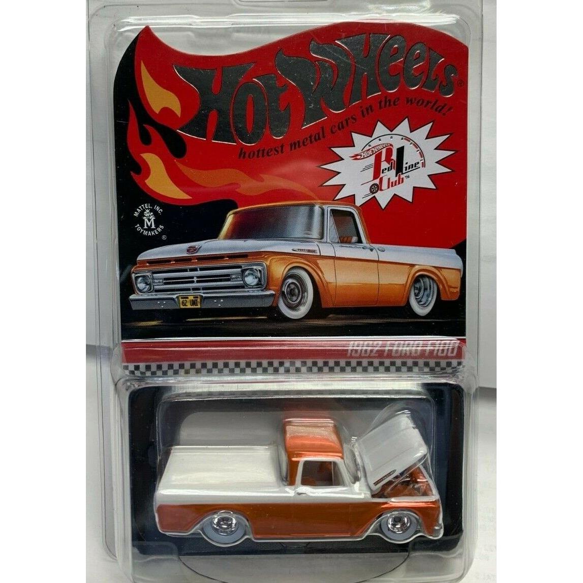 Hot Wheels 2022 Red Line Club Car Rlc White/orange 1962 Ford F100 d 21044/25000