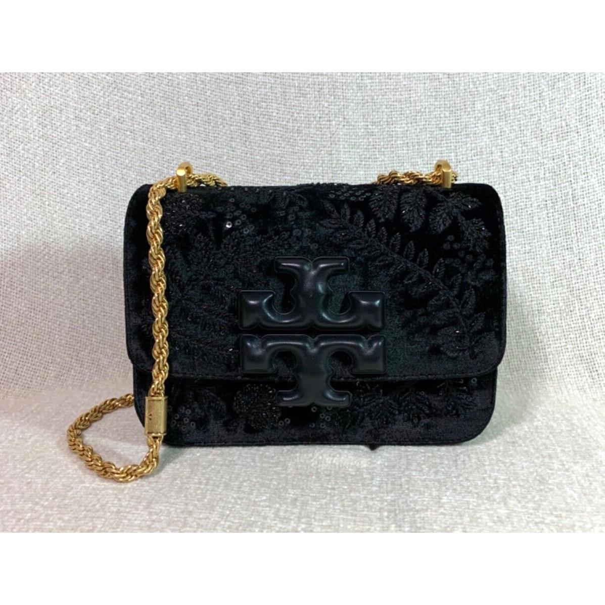 Tory Burch Black Embroidered Eleanor Small Convertible Shoulder Bag