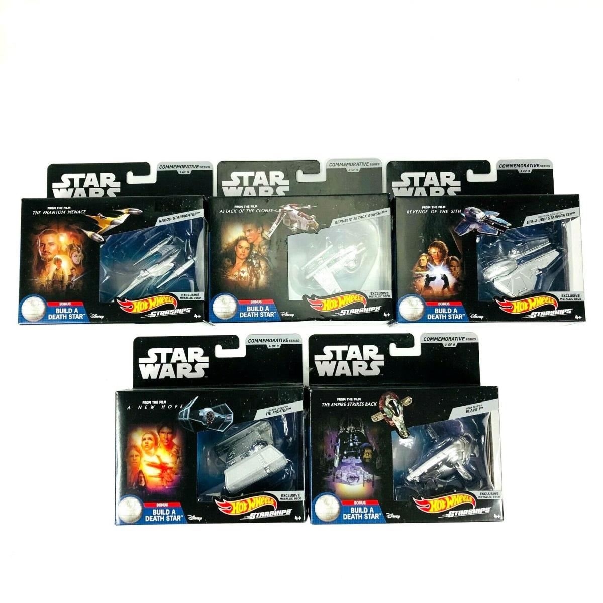Hot Wheels Starships Star Wars Commemorative Series 1-5 In Packaging - Silver