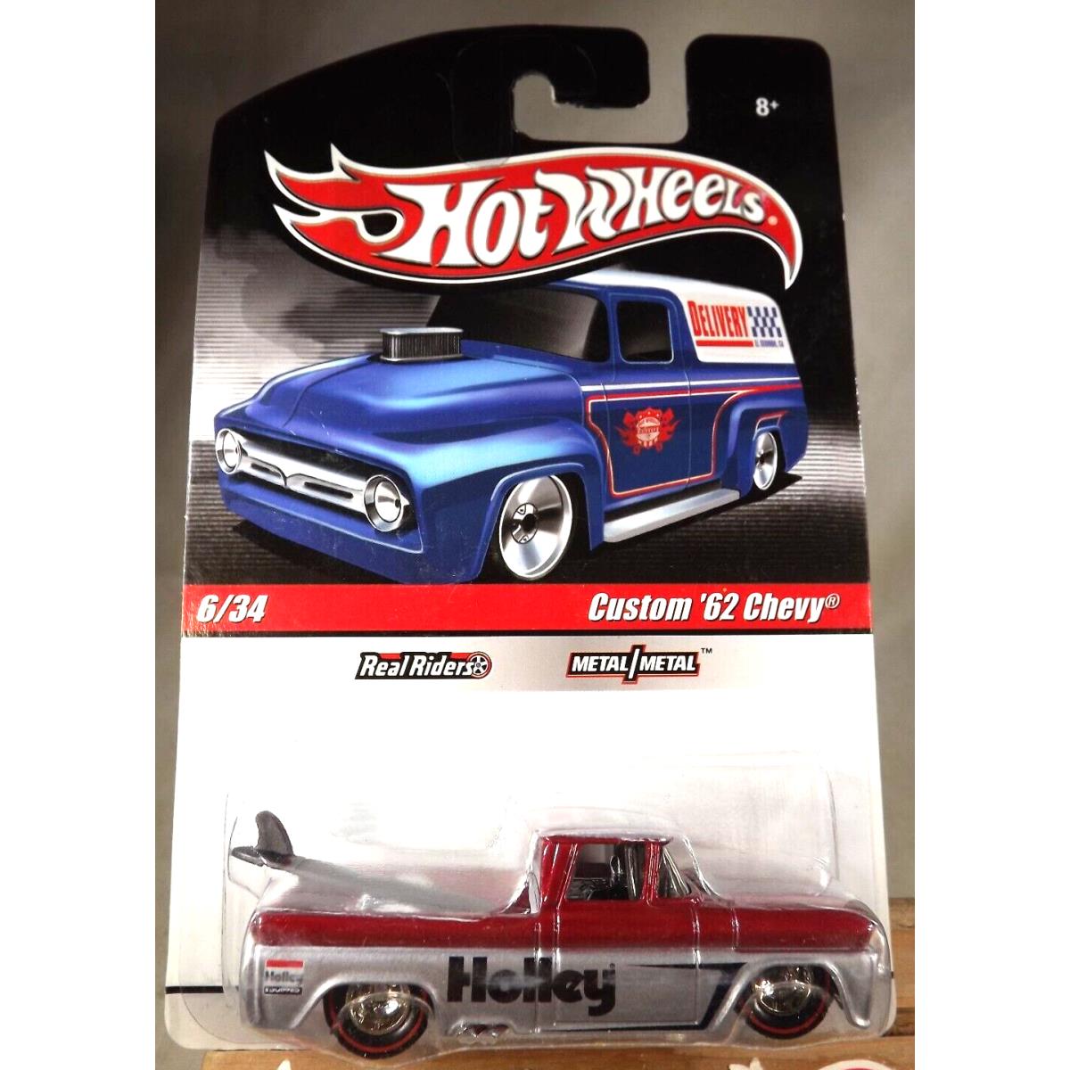 2009 Hot Wheels Slick Rides Series 6/34 Custom `62 Chevy Red-silver W/real Rider