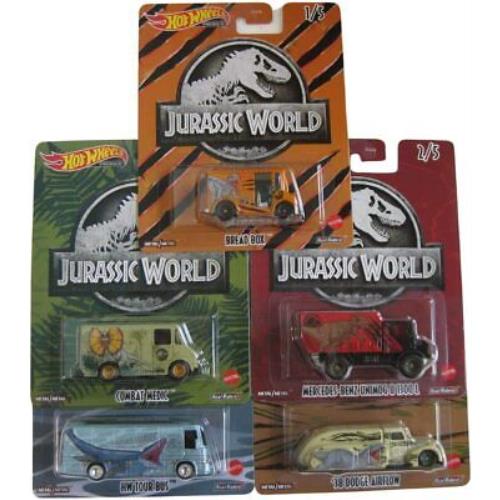 Hot Wheels Jurassic World 2022 Premium Pop Culture Complete 5 Car Diecast Set