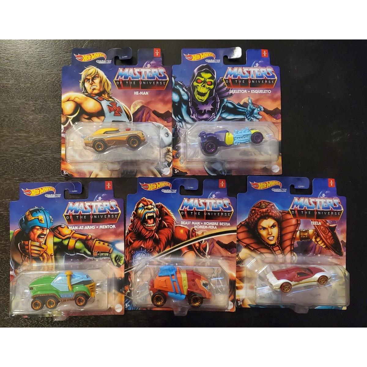 Hot Wheels Character Cars Masters of The Universe Set of 5 Motu 2021 He-man