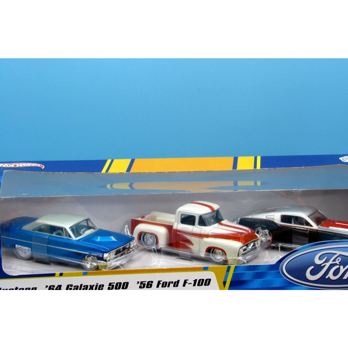 Hot Wheels Vhtf 1:50 Scale Ford 3 Pack Series 68 Mustang 64 Galaxie 56 F-100
