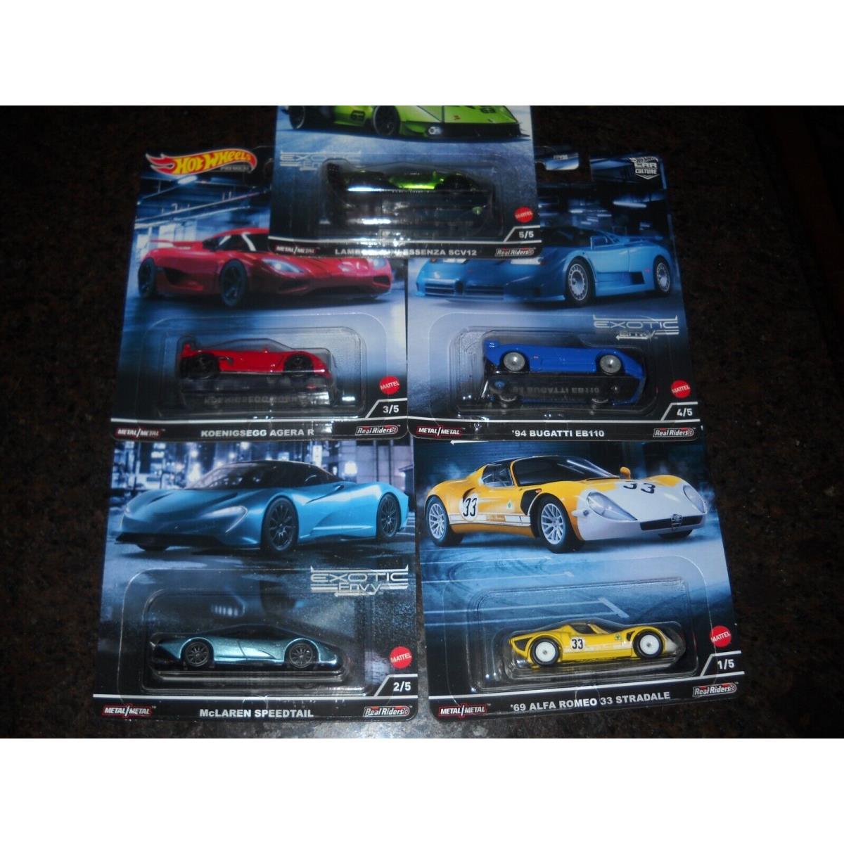 Hot Wheels Premium Car Culture Lot of 10 Exotic Envy 2 Sets of 5---AWESOME