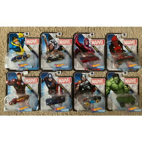 Hot Wheels Character Cars Marvel Complete Set of 8 by Mattel