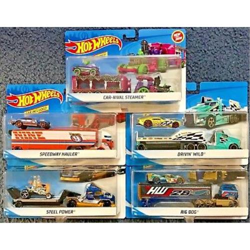 Hot Wheels 2018 Super Rigs with Vehicle Included FKW90 1:64 Scale Set of 5