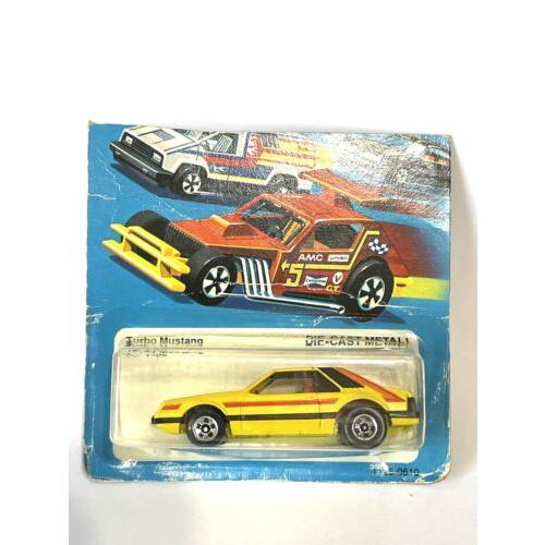 Vintage 1979 Hot Wheels Blackwall Hot Ones Yellow Turbo Mustang Cobra Cut Card