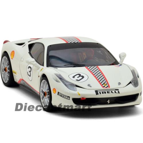 Hotwheels Elite 1:18 X5487 Elite Edition Ferrari 458 Italia Challenge White 3