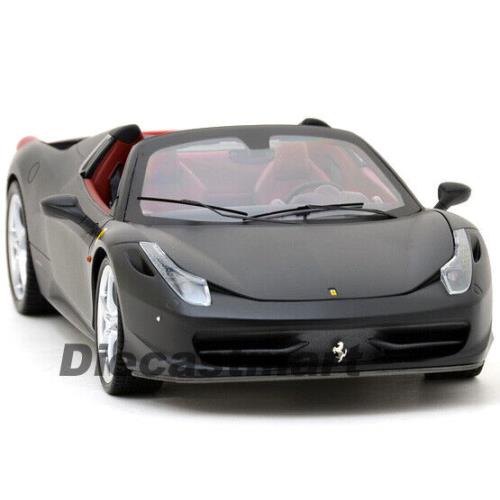 Hotwheels Elite X5485 1:18 Ferrari 458 Spider Diecast Convertible Matte Black