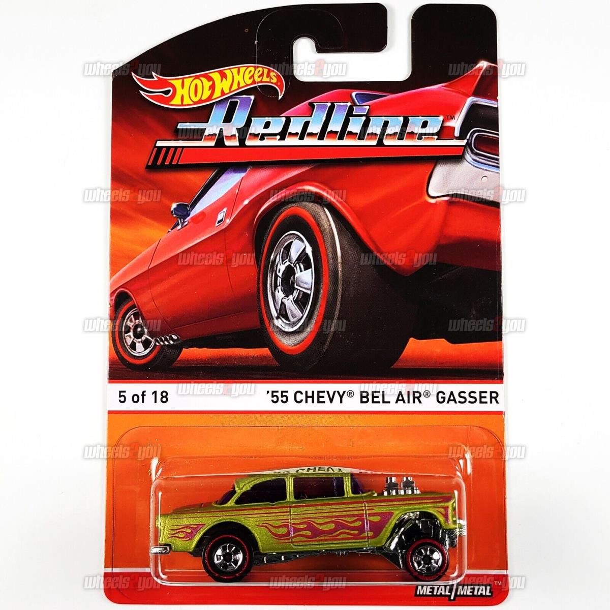 55 Chevy Bel Air Gasser 5 Gold - 2015 Hot Wheels Heritage Redline 1:64 HW