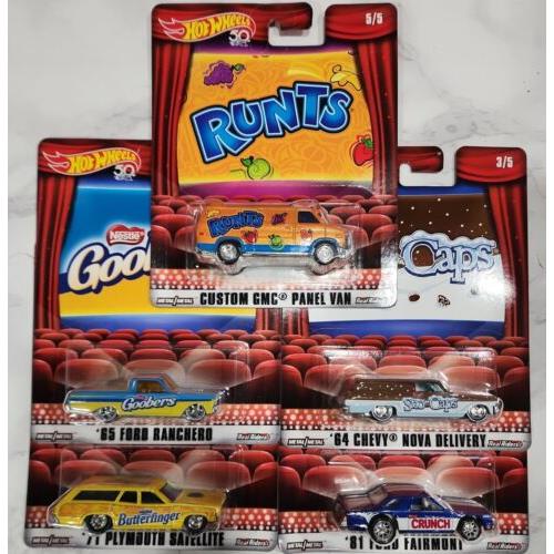 Hot Wheels Pop Culture Nestle Candy Complete Set Runts Goobers Butterfinger 50th