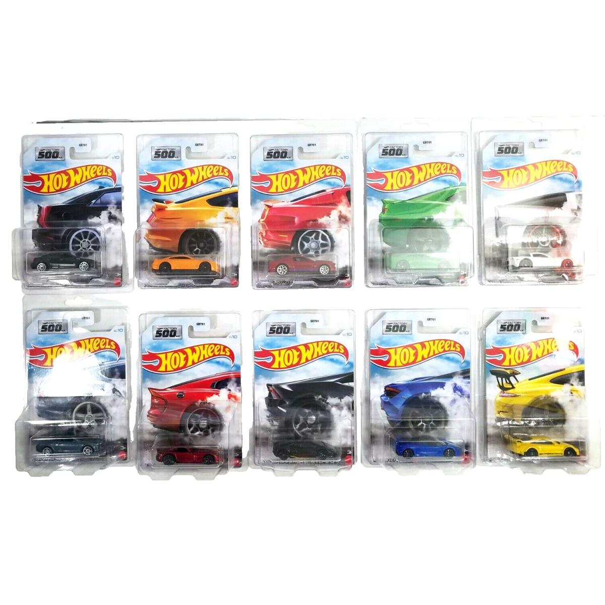 Hot Wheels Factory 500 HP Lamborghini Mclaren Porsche Set/10 Nozlen Cases - Multi-Color