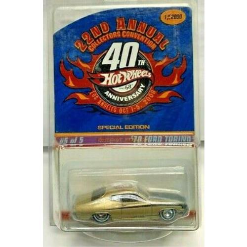 Hot Wheels 22nd Convention 2008 Gold `70 Ford Torino Ticket / Finale Car /2000