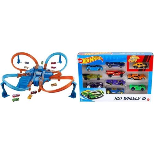 Hot Wheels Criss-cross Crash Track 10 Cars 4 Intersections Motorized Booster