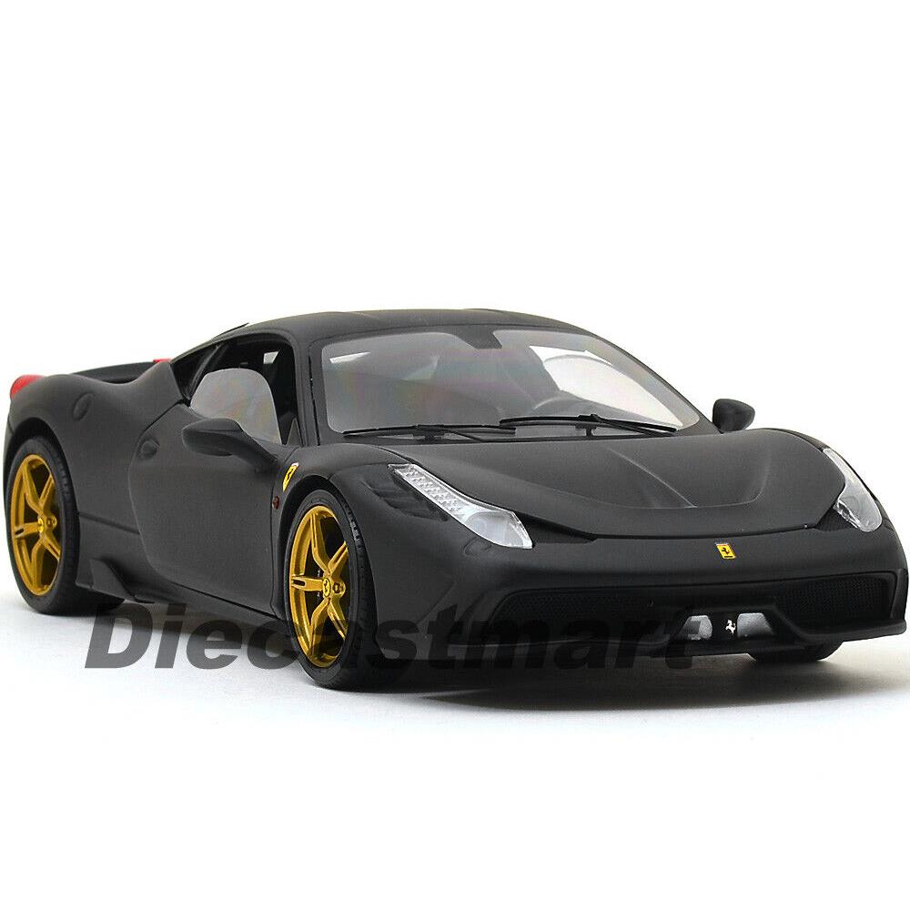 Hotwheels 1:18 Elite Ferrari 458 Speciale Matte Black Diecast Model Car BLY33 NE