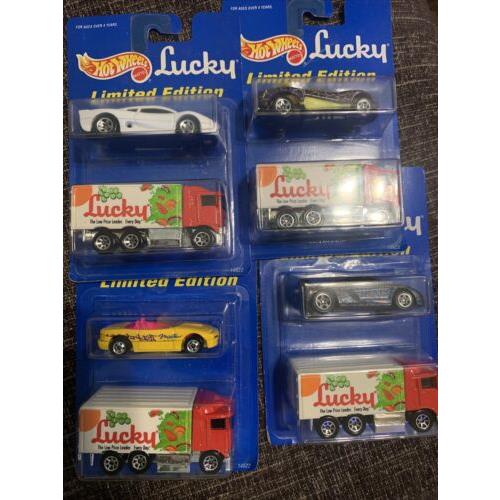 4 Hot Wheels 2 Car Set Limited Edition Lucky