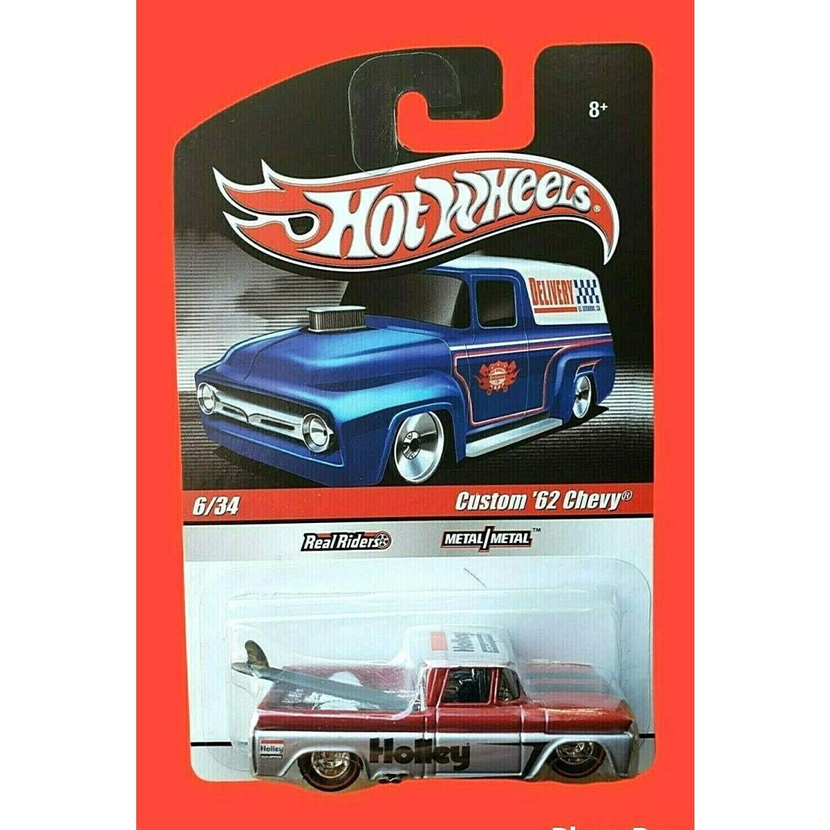 2009 Hot Wheels Slick Rides Custom `62 Chevy Red Holley Equipped 1:64 6/34 Moc