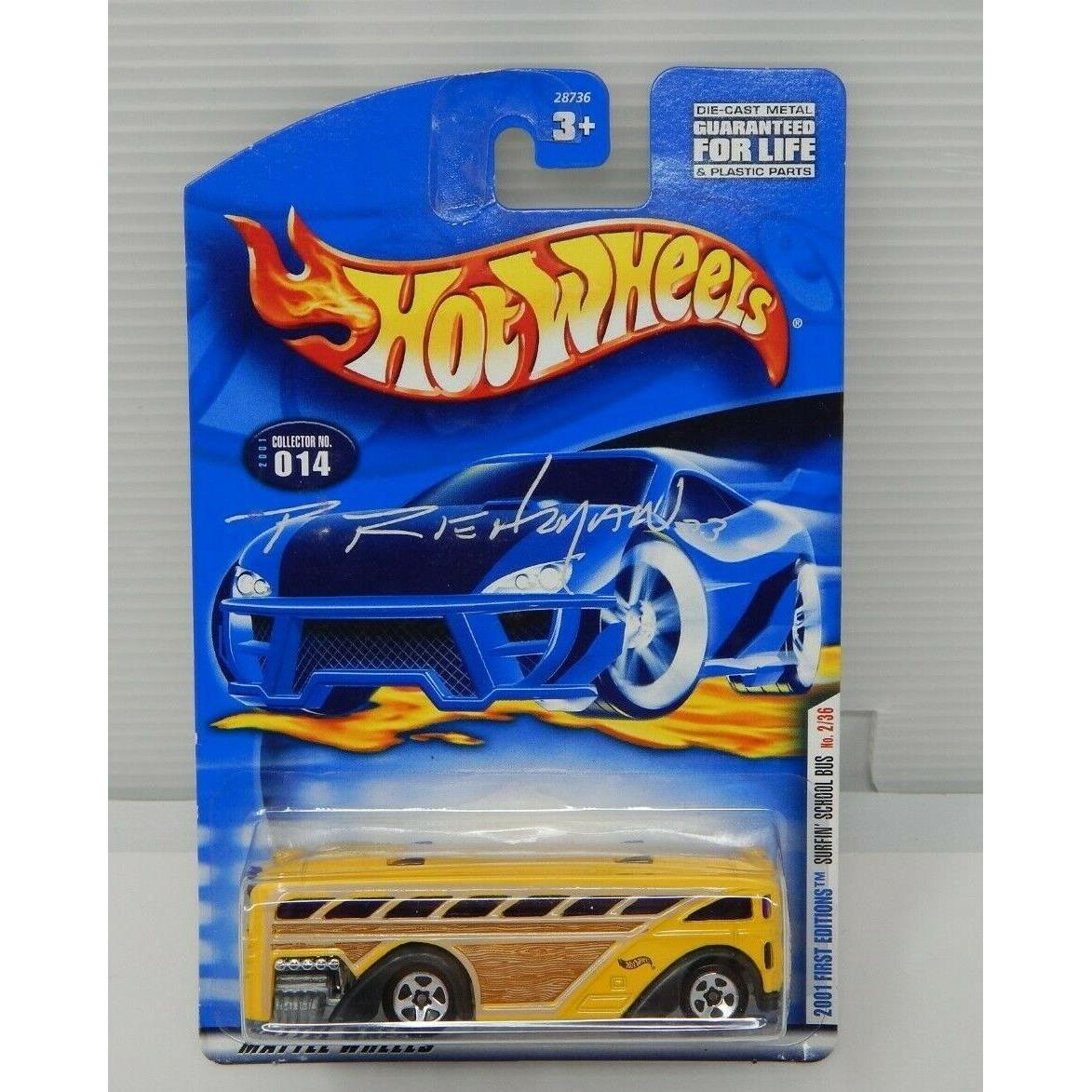 Hot Wheels Collector No. 14 2001 First Editions Surfin School Bus Signed by Phil