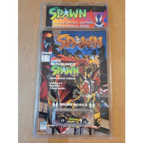 Hot Wheels 1993 Spawn Mobile Pack Spawn 5 Comic Car Signed by Todd Mcfarlane
