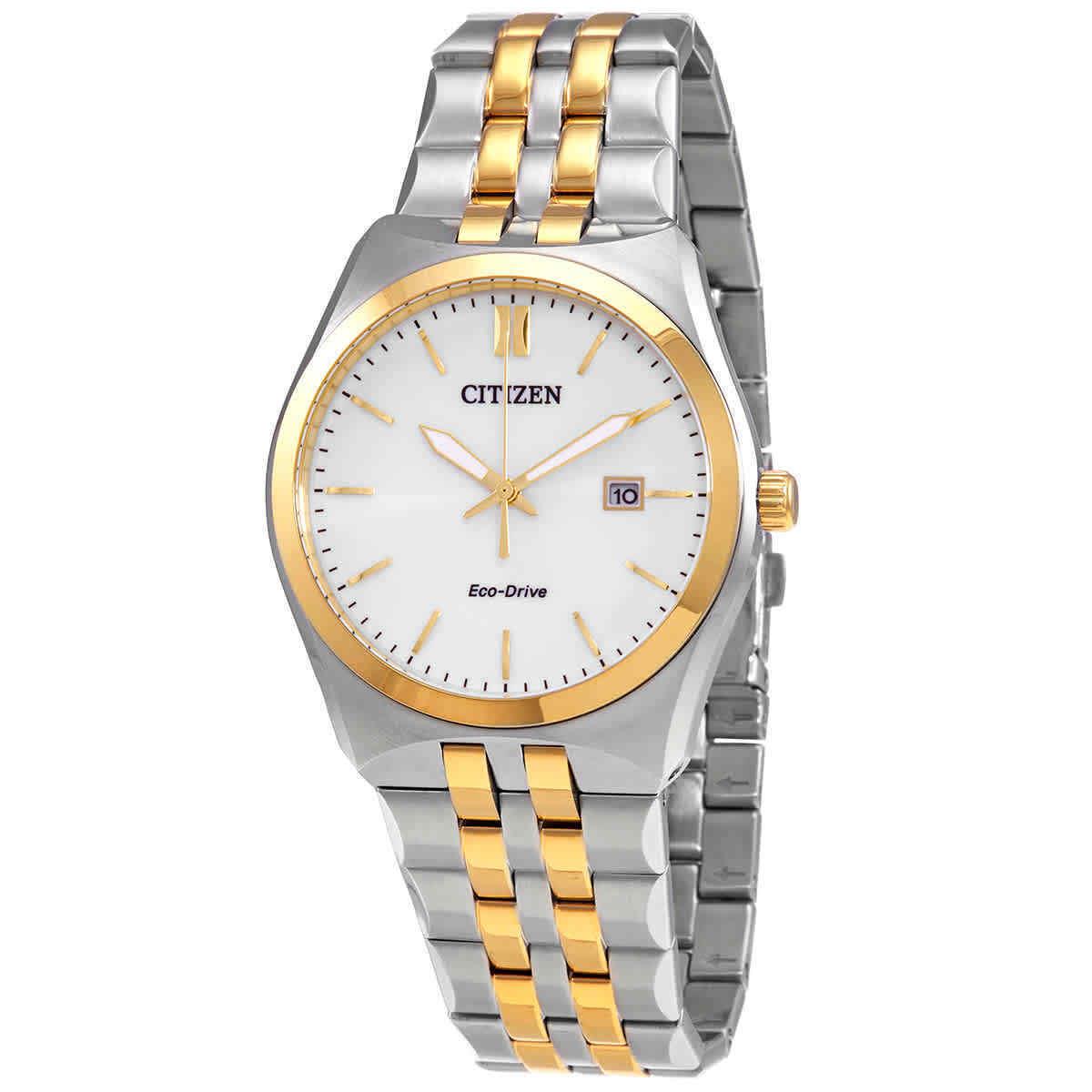 Citizen Corso White Dial Two-tone Men`s Watch BM7334-58B - Dial: White, Band: Two-tone (Silver-tone and Gold-tone), Bezel: Silver-tone